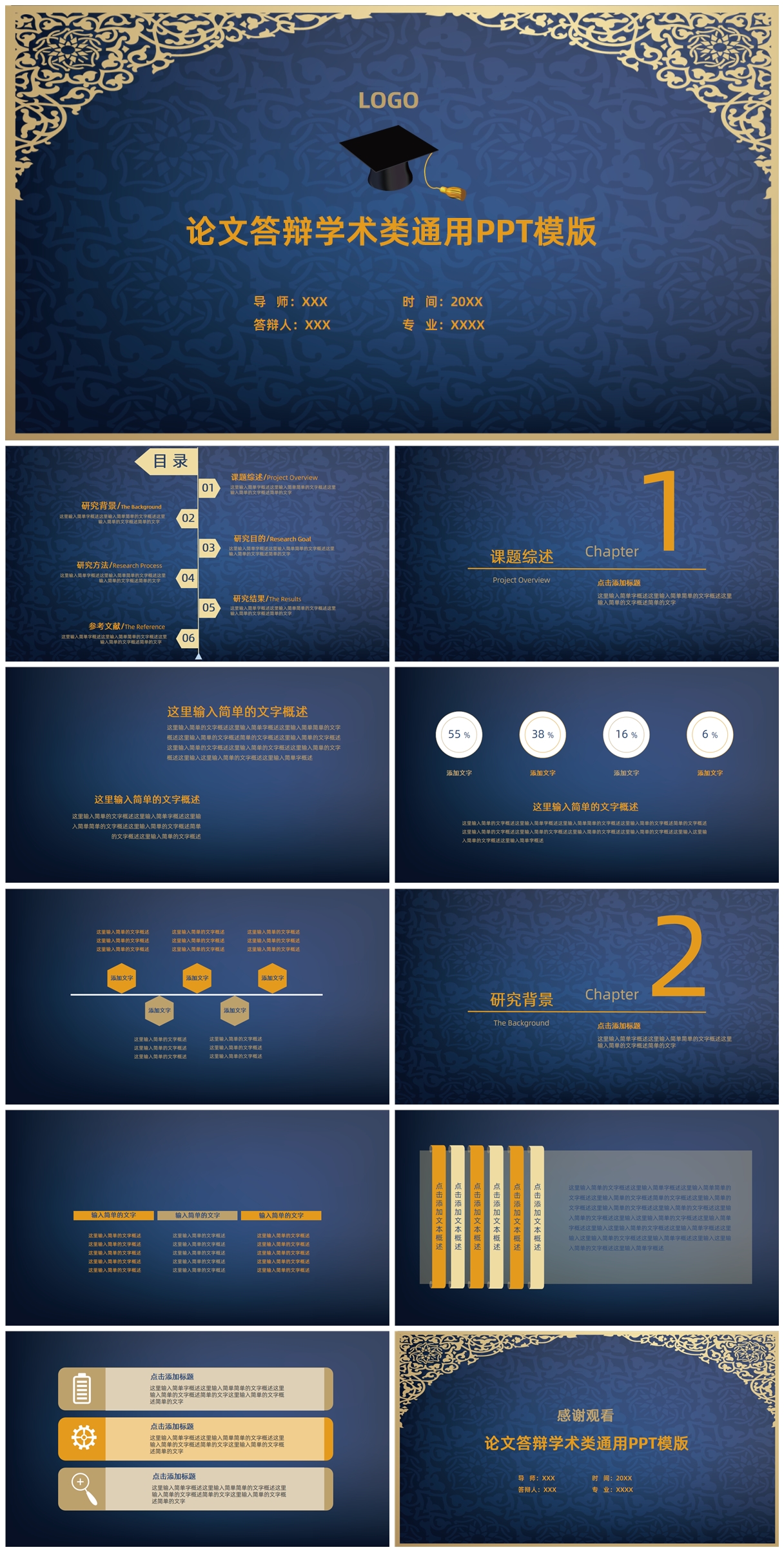 学术论文答辩通用PPT模板