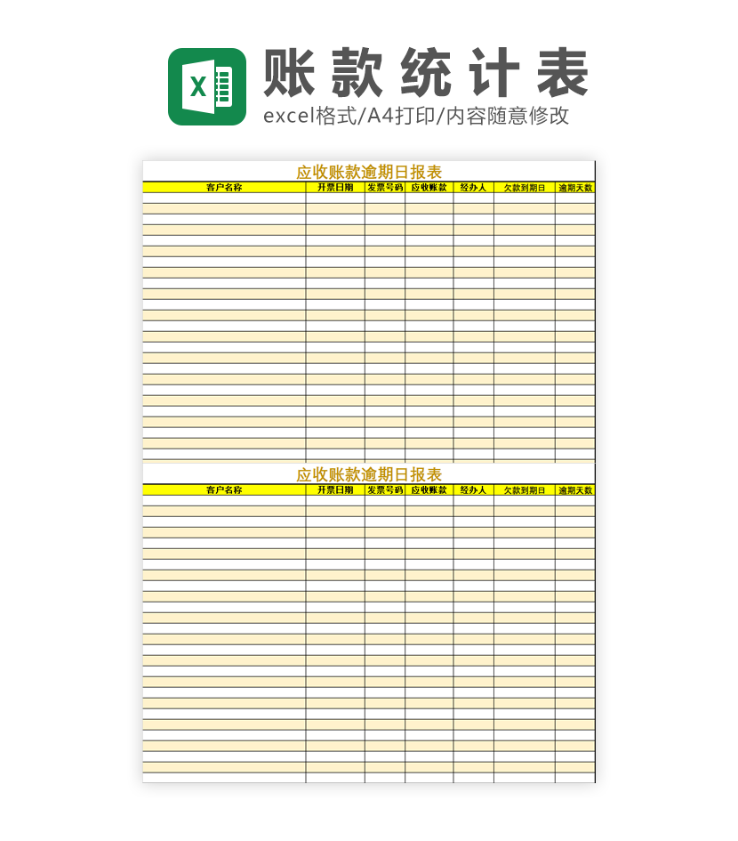 应收账款逾期日报表Excel模板