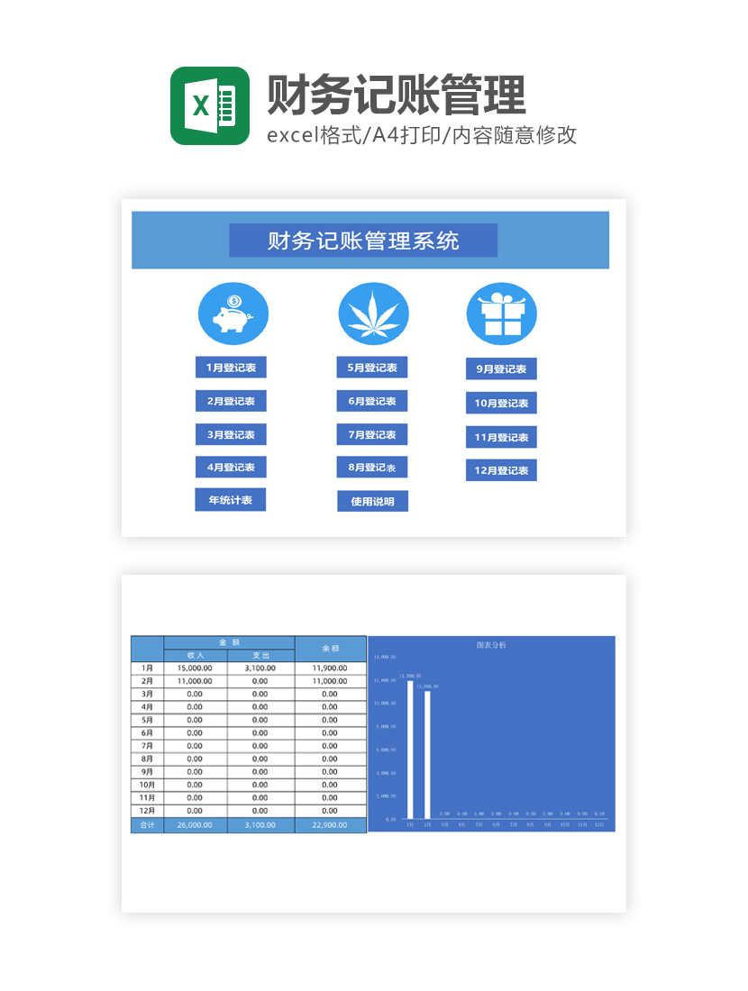 财务记账管理系统Excel模板