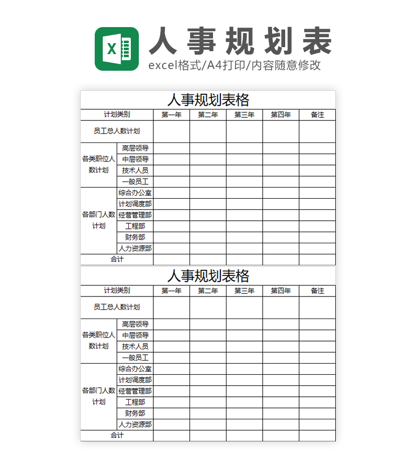 人事规划表Excel模板