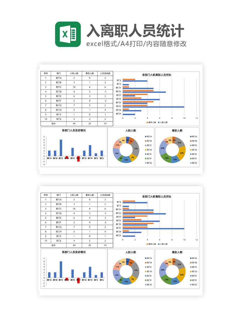 员工入离职统计表Excel模板