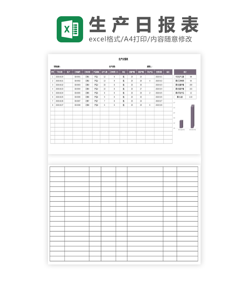 生产日报表excel模板