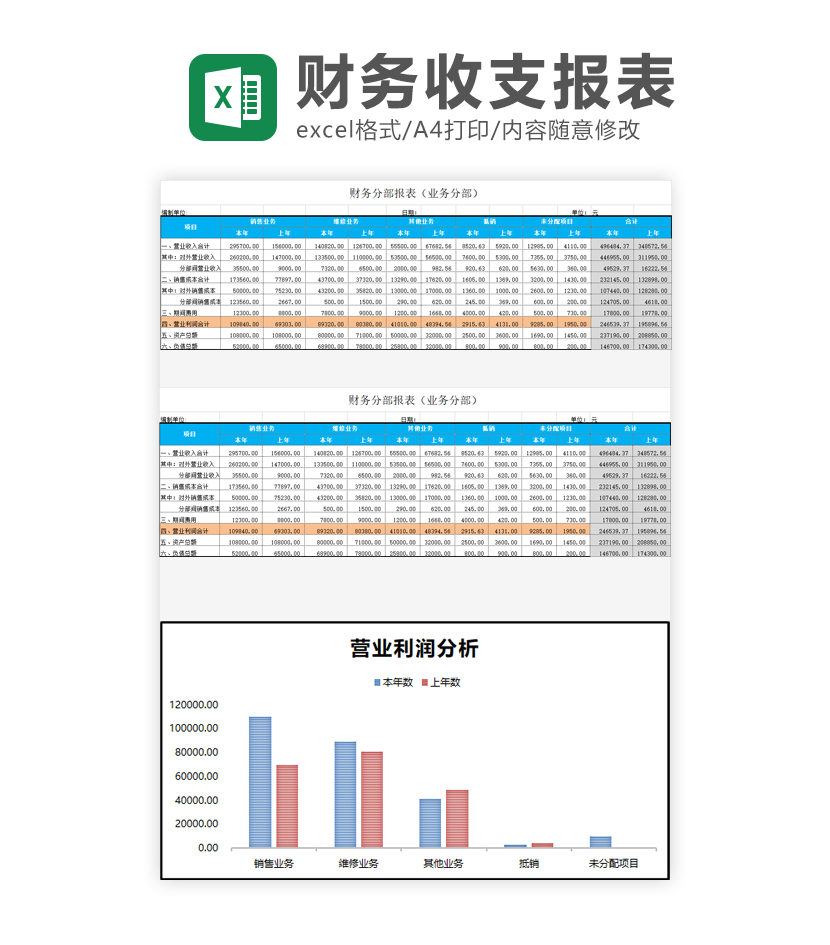 财务分部报表excel模板