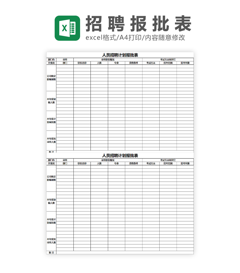 人员招聘计划报批表Excel模板