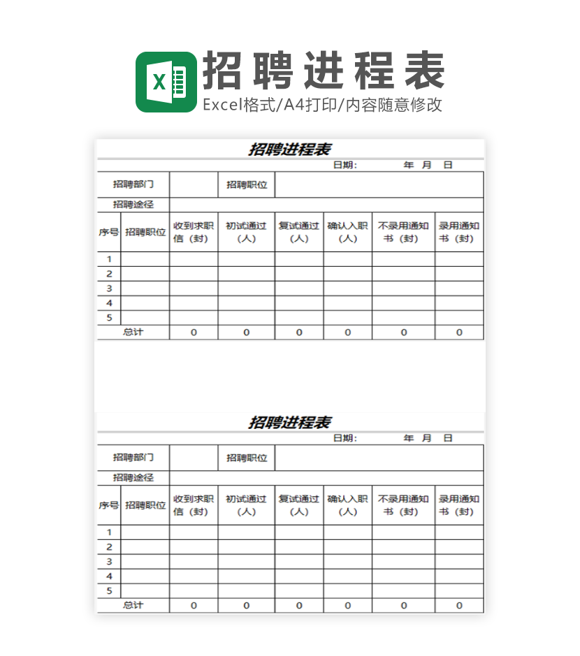 招聘进程表Excel模板