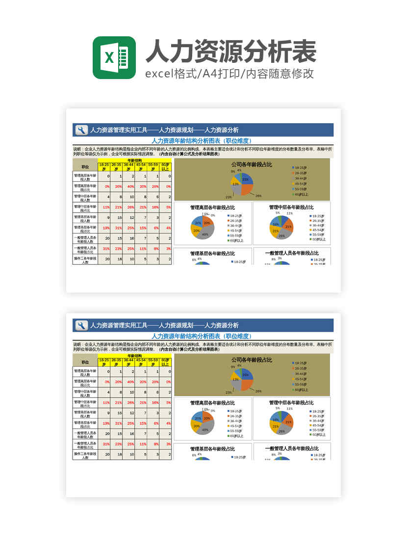 员工年龄分析Excel模板