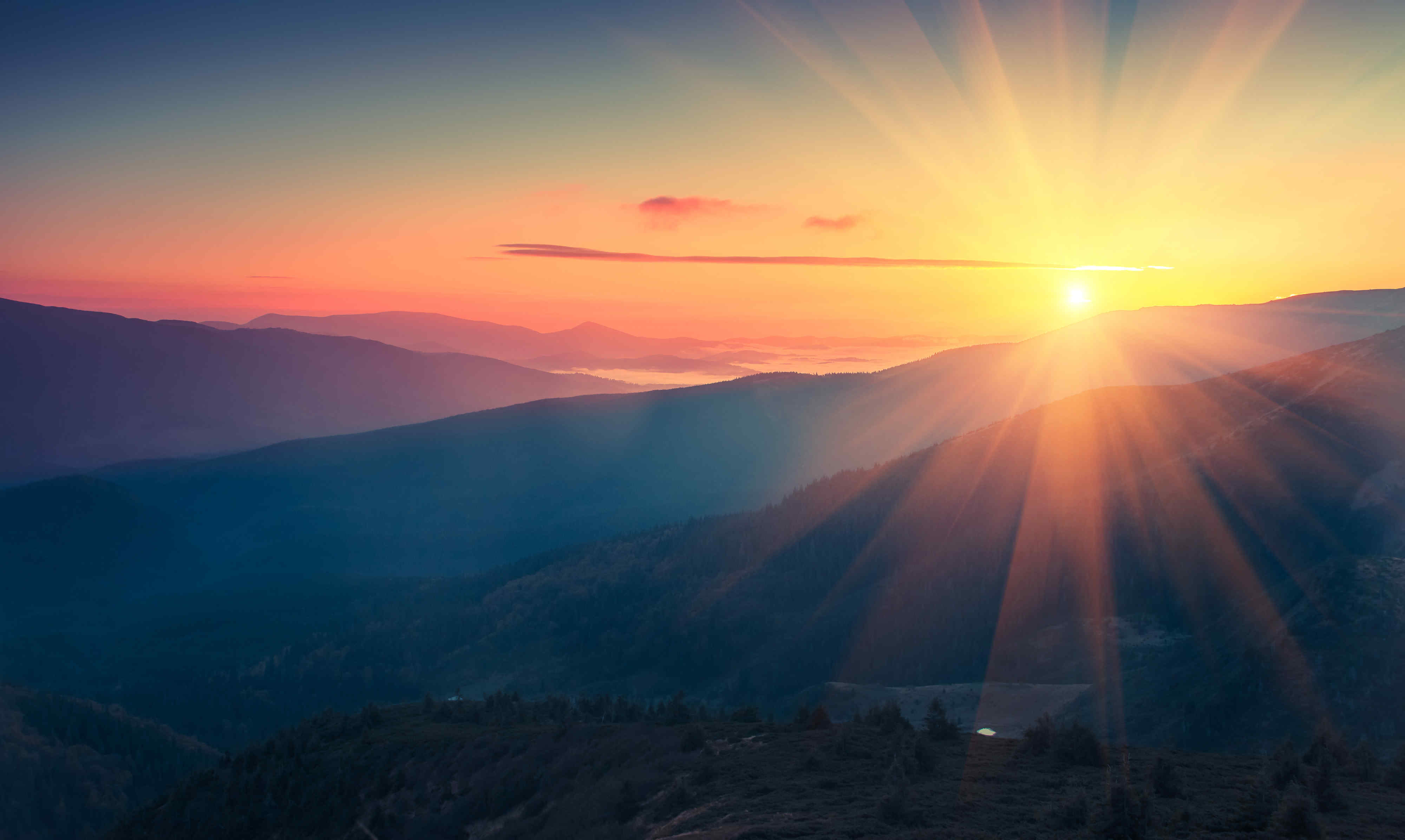 山川夕阳高清风景摄影图